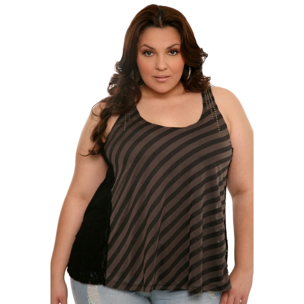 Torrid Size 3 Twist Tee's Racerback Striped Top